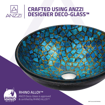 ANZZI Mosaic Series Vessel Sink in Blue/Gold Mosaic LS-AZ198