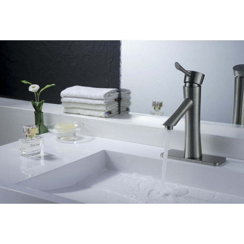 ANZZI Saga Series Single Hole Single-Handle Low-Arc Bathroom Faucet in Brushed Nickel L-AZ082