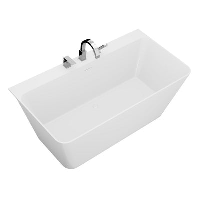 FT-AZ114-6773CH - ANZZI VAULT 67 in. Acrylic Flatbottom Freestanding Bathtub in White with Deck Mount Faucet & Hand Sprayer