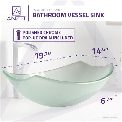 ANZZI Pendant Series Deco-Glass Vessel Sink in Lustrous Frosted LS-AZ085