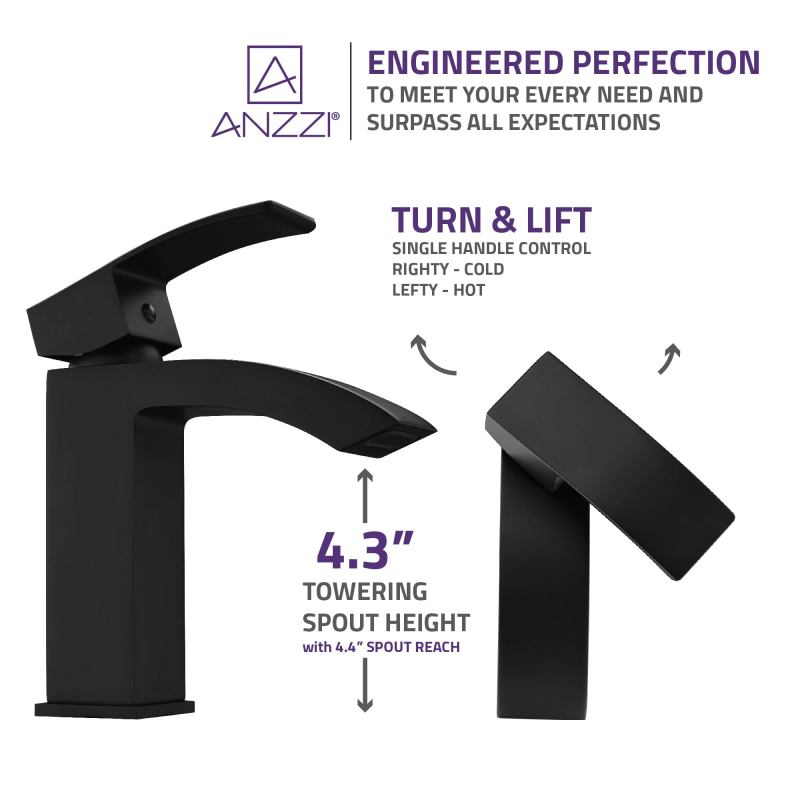ANZZI Revere Series Single Hole Single-Handle Low-Arc Bathroom Faucet L-AZ037