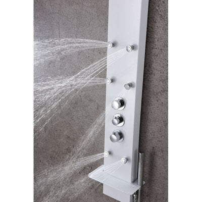 ANZZI Donna 60 in. 6-Jetted Full Body Shower Panel with Heavy Rain Shower and Spray Wand in White SP-AZ028