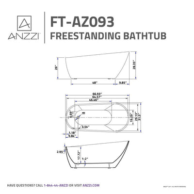 ANZZI Trend Series 5.58 ft. Freestanding Bathtub FT-AZ093
