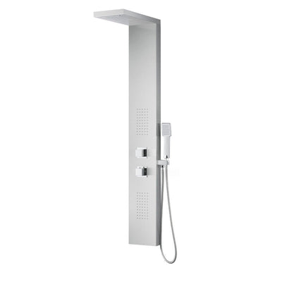 SP-AZ041 - ANZZI Expanse 57 in. Full Body Shower Panel with Heavy Rain Shower and Spray Wand in Brushed Steel