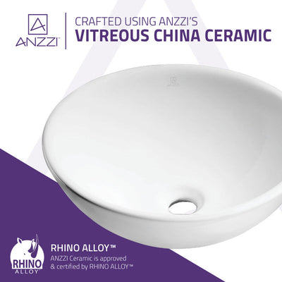 ANZZI Deux Series Ceramic Vessel Sink in White LS-AZ118