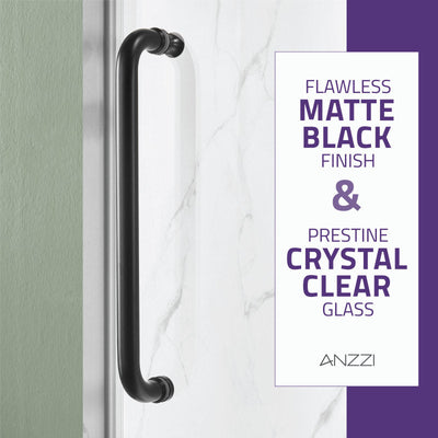 ANZZI Madam Series 60 in. by 76 in. Frameless Sliding Shower Door with Handle SD-AZ13-02MB