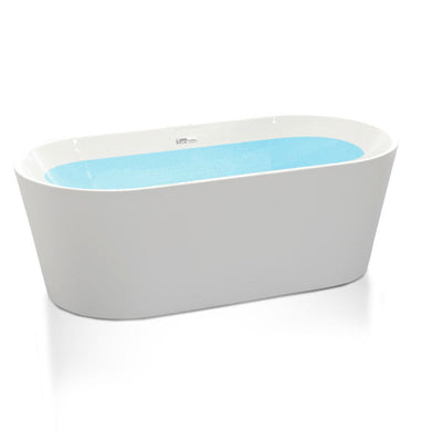 FT-AZ098-55 - ANZZI Chand 55 in. Acrylic Flatbottom Freestanding Bathtub in White