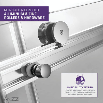 ANZZI Kahn Series 48 in. x 76 in. Frameless Sliding Shower Door with Horizontal Handle SD-FRLS05801CH