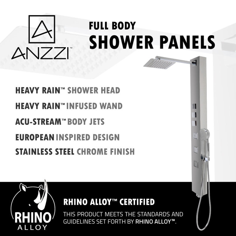 ANZZI Lann 53 in. 3-Jetted Full Body Shower Panel with Heavy Rain Showerhead and Spray Wand in Chrome SP-AZ015