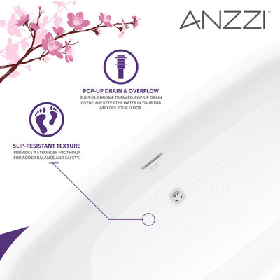 ANZZI Ami 67 in. Acrylic Flatbottom Freestanding Bathtub FT-AZ401
