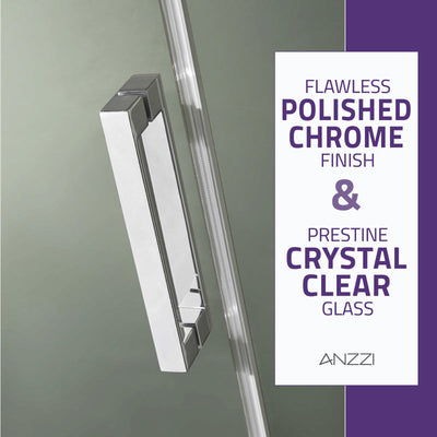 ANZZI Rhodes Series 48 in. x 76 in. Frameless Sliding Shower Door with Handle SD-FRLS05701BN