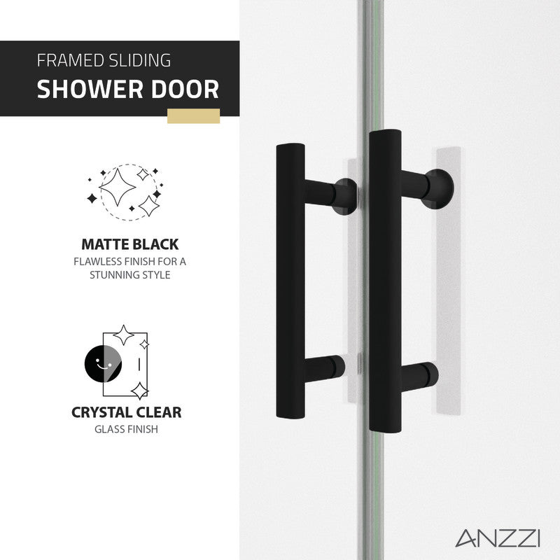 ANZZI Enchant 70-in. x 60.4-in. Framed Sliding Shower Door SD-AZ15-01MB