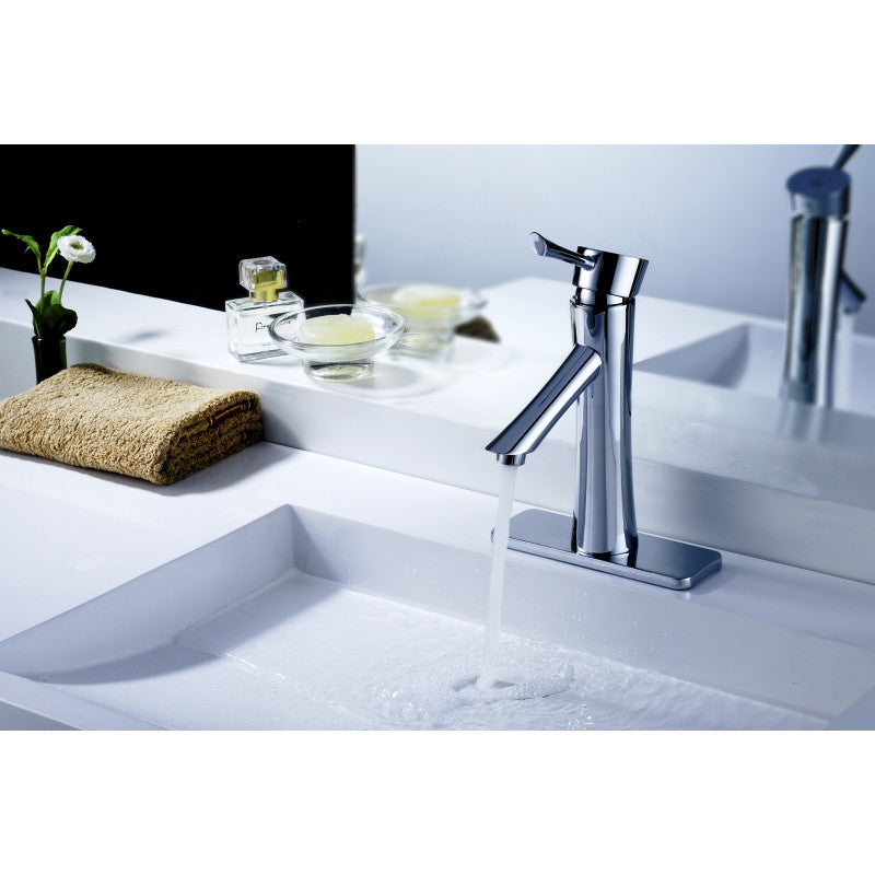 ANZZI Saga Series Single Hole Single-Handle Low-Arc Bathroom Faucet in Polished Chrome L-AZ035