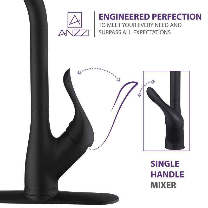 ANZZI Accent Series Single-Handle Pull-Down Sprayer Kitchen Faucet KF-AZ031MK