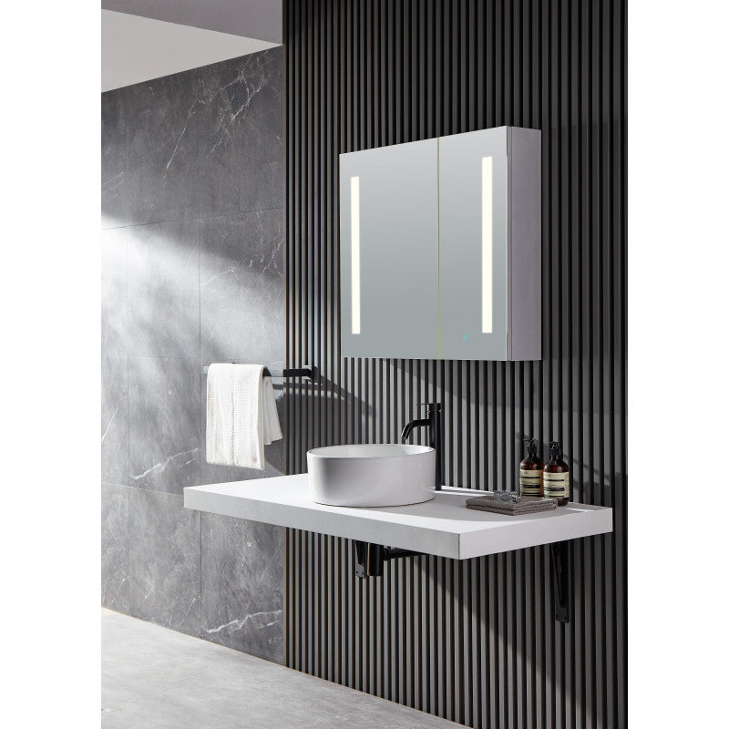ANZZI Ether 28 in. x 32 in. Frameless LED Mirror Bathroom Cabinet BA-LMDFVCB007AL
