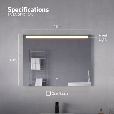 ANZZI 24-in. x 32-in. LED Front/ Bottom Lighting Bathroom Mirror with Defogger BA-LMDFX017AL