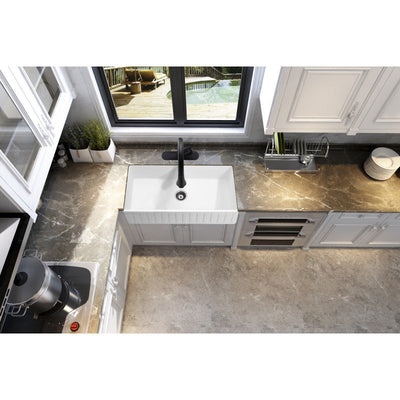 ANZZI Roine Farmhouse Reversible Apron Front Solid Surface 33 in. Single Basin Kitchen Sink K-AZ227-1A