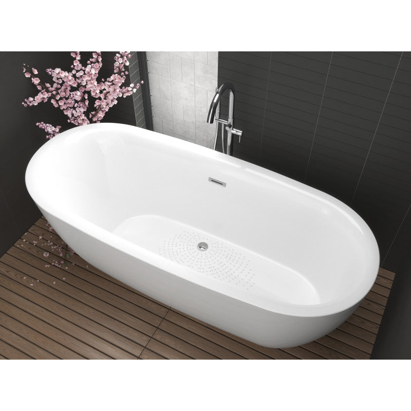ANZZI Ami 67 in. Acrylic Flatbottom Freestanding Bathtub FT-AZ401