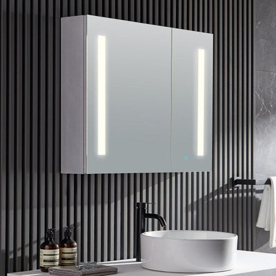 BA-LMDFVCB007AL - ANZZI Ether 28 in. x 32 in. Frameless LED Mirror Bathroom Cabinet