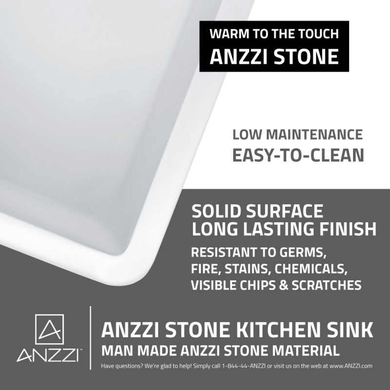 ANZZI Roine Farmhouse Reversible Apron Front Solid Surface 33 in. 50/50 Basin Kitchen Sink K-AZ227-2B