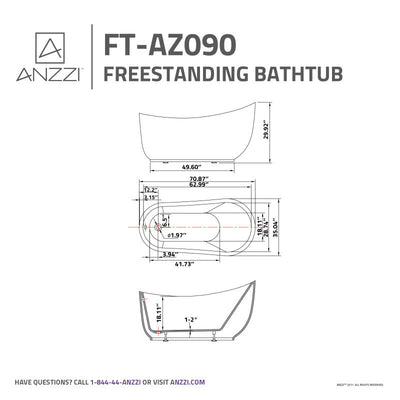 ANZZI Talyah Series 5.92 ft. Freestanding Bathtub FT-AZ090