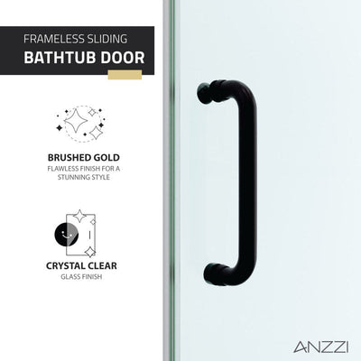 ANZZI Raymore Series 60 in. x 62 in. Frameless Sliding Tub Door SD-AZ8080-01CH