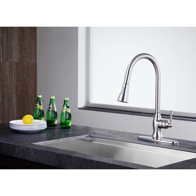 Rodeo Single-Handle Pull-Out Sprayer Kitchen Faucet in Brushed Nickel KF-AZ214BN