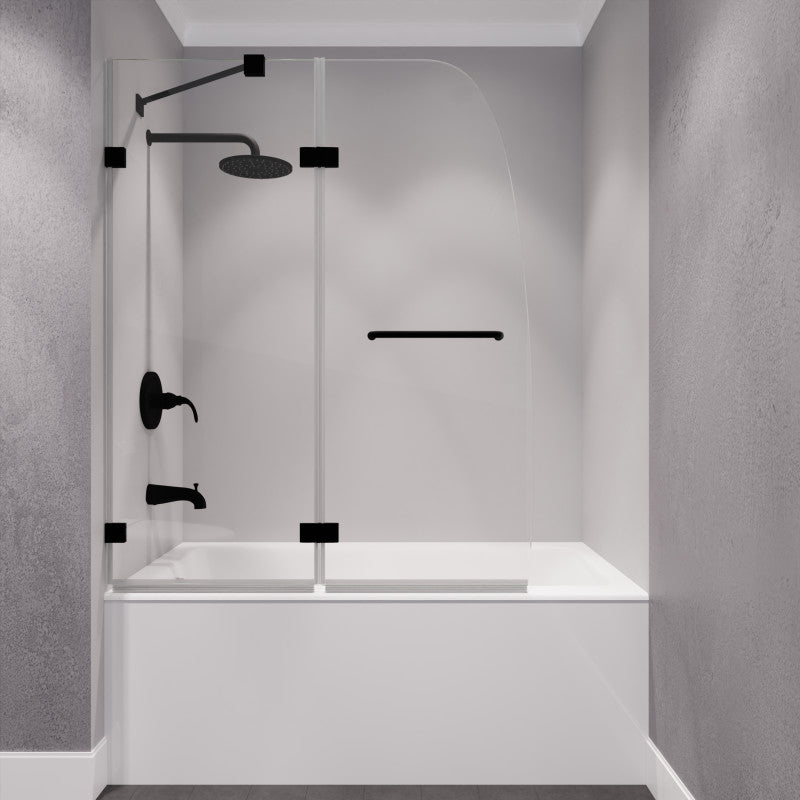 SD-AZ11-01MB - ANZZI Herald Series 48 in. by 58 in. Frameless Hinged Tub Door in Black