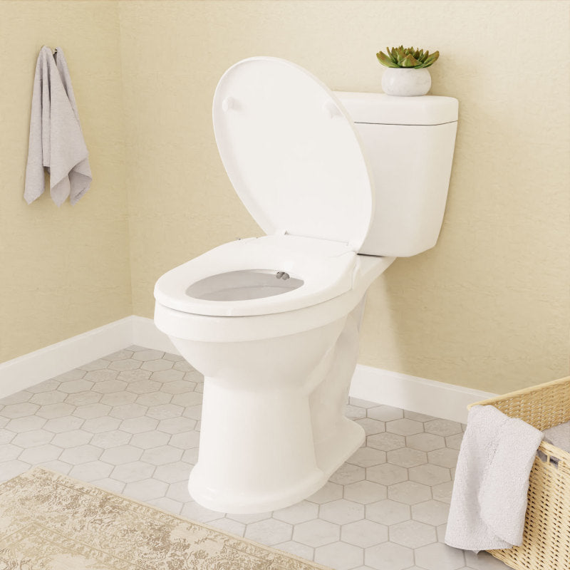ANZZI Hal Series Non-Electric Bidet Seat for Elongated Toilet in White with Dual Nozzle, Built-In Side Lever and Soft Close TL-MBSEL200WH