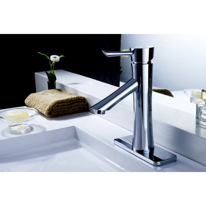 ANZZI Saga Series Single Hole Single-Handle Low-Arc Bathroom Faucet in Polished Chrome L-AZ035