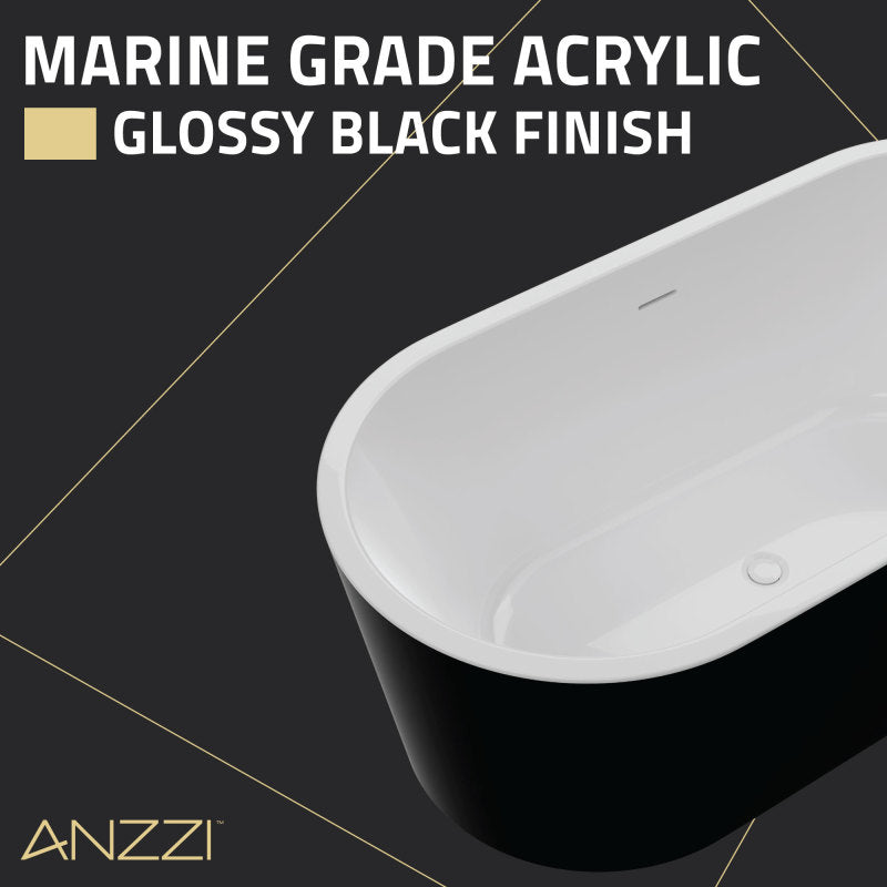 ANZZI Chand 67 in. Acrylic Flatbottom Freestanding Bathtub FT-AZ098BK