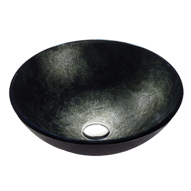 LS-AZ902 - ANZZI Amalfi Round Glass Vessel Bathroom Sink with Stellar Black Finish