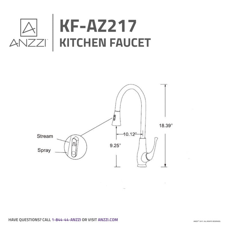ANZZI Meadow Single-Handle Pull-Out Sprayer Kitchen Faucet KF-AZ217BN