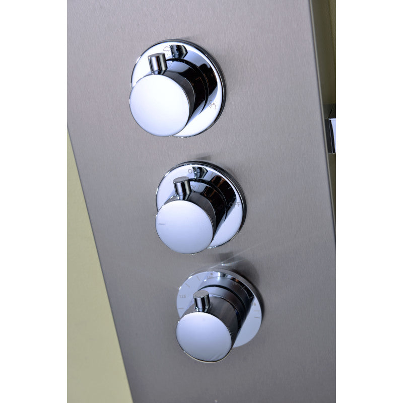 ANZZI Arc 64 in. 2-Jetted Shower Panel with Heavy Rain Shower and Spray Wand in Brushed Stainless Steel SP-AZ024