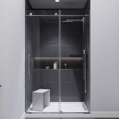 SD-AZ13-01CH - ANZZI Madam Series 48 in. by 76 in. Frameless Sliding Shower Door in Chrome with Handle