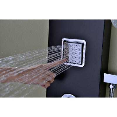 ANZZI Ronin 52 in. 2-Jetted Full Body Shower Panel with Heavy Rain Shower and Spray Wand in Black SP-AZ025