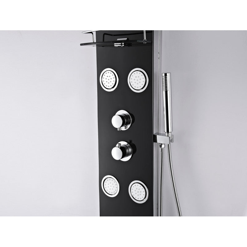 ANZZI Llano Series 56 in. Full Body Shower Panel System with Heavy Rain Shower and Spray Wand in Black SP-AZ047