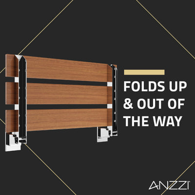 ANZZI Bohemian 18.7 in. Teak Wall Mounted Folding Shower Seat AC-AZ202