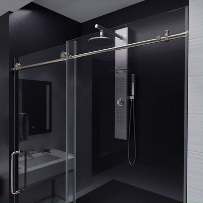 ANZZI Leon Series 60 in. by 76 in. Frameless Sliding Shower Door with Handle SD-AZ8077-02GB