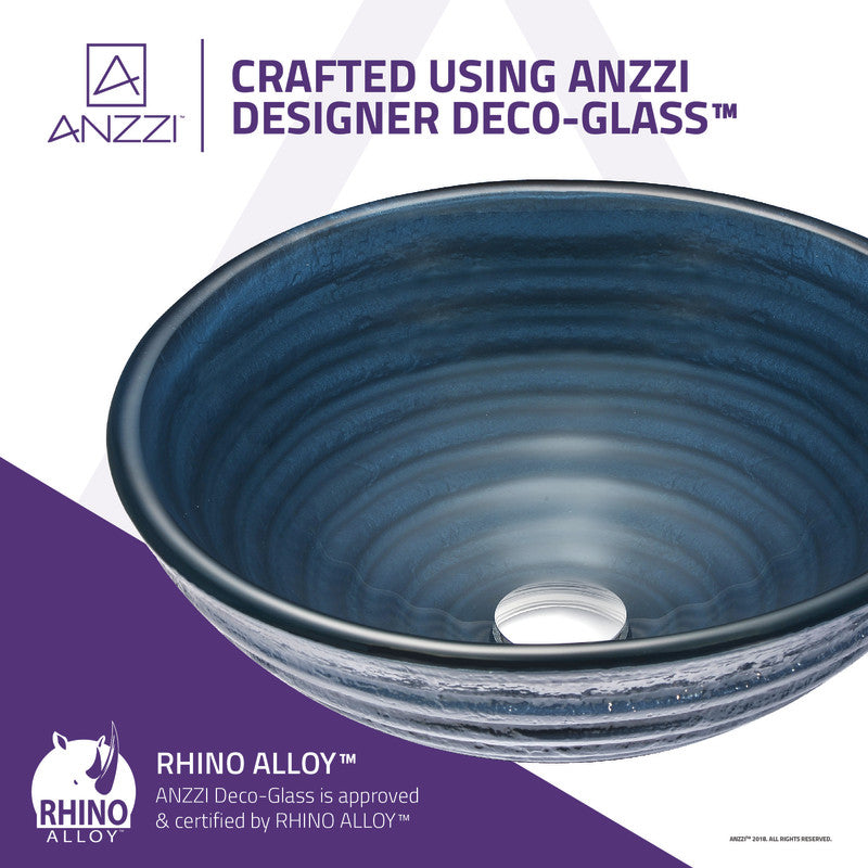 ANZZI Tempo Series Deco-Glass Vessel Sink in Coiled Blue LS-AZ042