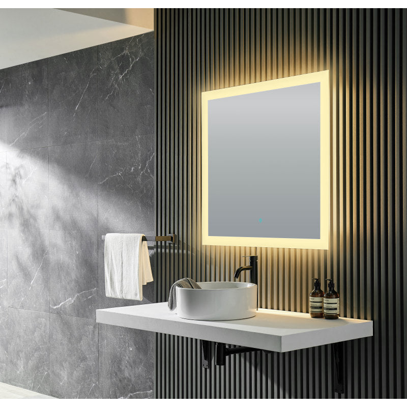 ANZZI Neptune 39 in. W x 30 in. H Frameless Rectangular LED Bathroom Mirror with Defogger in Silver BA-LMDFX009AL