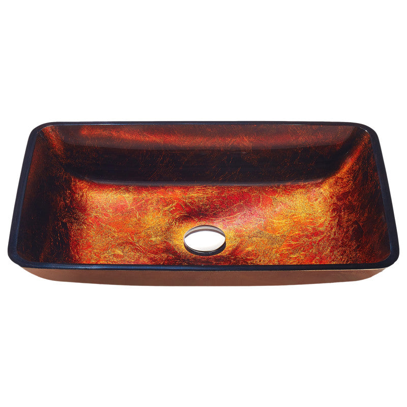LS-AZ901 - ANZZI Paradiso Rectangle Glass Vessel Bathroom Sink with Celestial Bronze Finish