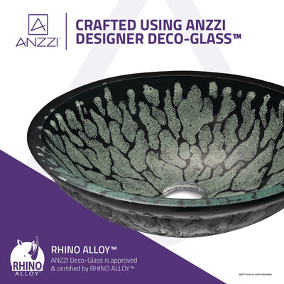 ANZZI Bravo Series Deco-Glass Vessel Sink in Lustrous Black LS-AZ043