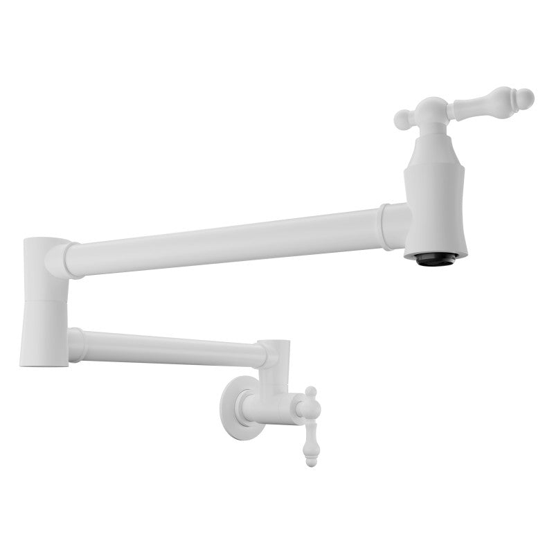 KF-AZ259WH - ANZZI Marca 360-Degree 24" Wall Mounted Pot Filler with Dual Swivel in Matte White