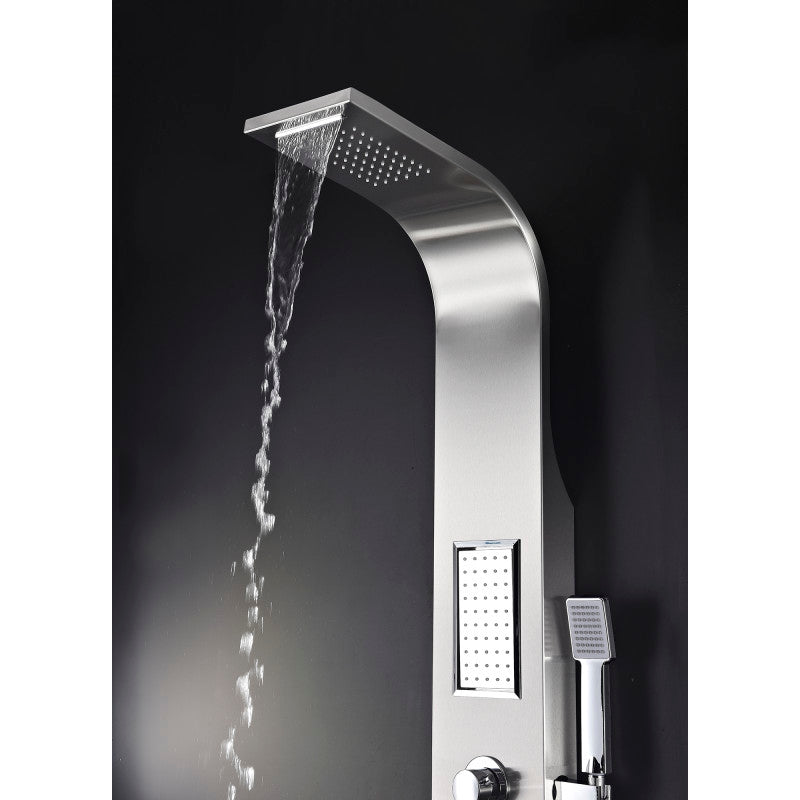 ANZZI Field 58 in. Full Body Shower Panel with Heavy Rain Shower and Spray Wand in Brushed Steel SP-AZ042