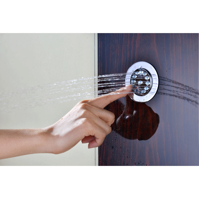 ANZZI Pure 59 in. 3-Jetted Shower Panel with Heavy Rain Shower and Spray Wand in Mahogany Deco-Glass SP-AZ021