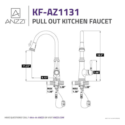 ANZZI Luna Single Handle Pull-Down Sprayer Kitchen Faucet KF-AZ1131BN