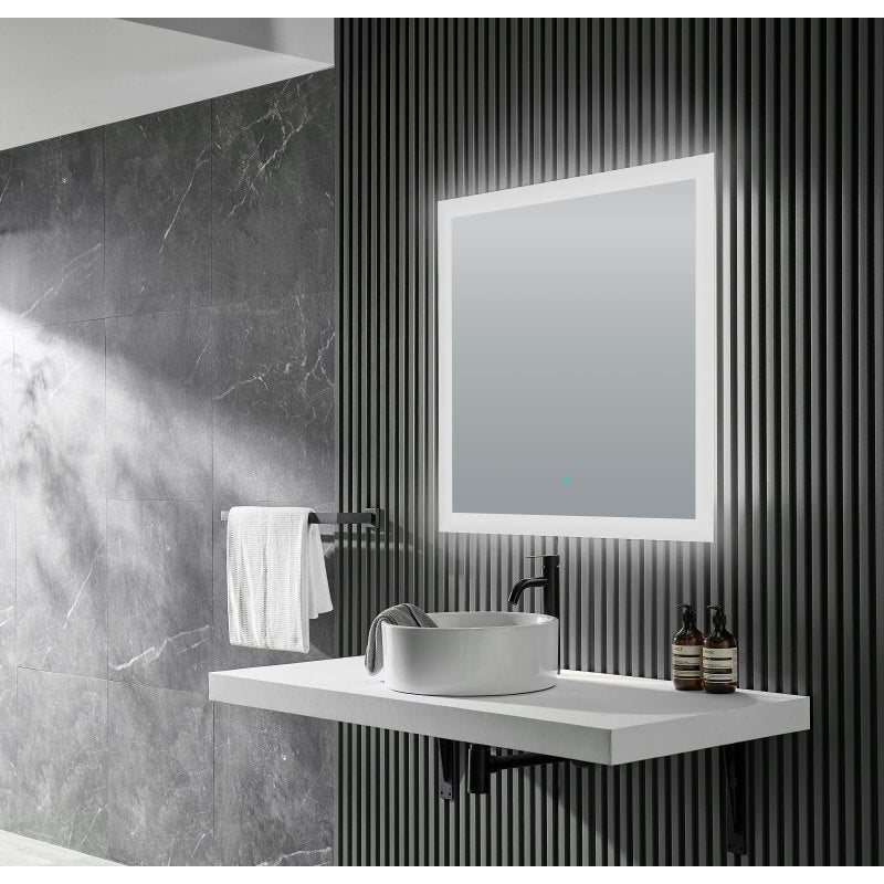 ANZZI Neptune 39 in. W x 30 in. H Frameless Rectangular LED Bathroom Mirror with Defogger in Silver BA-LMDFX009AL