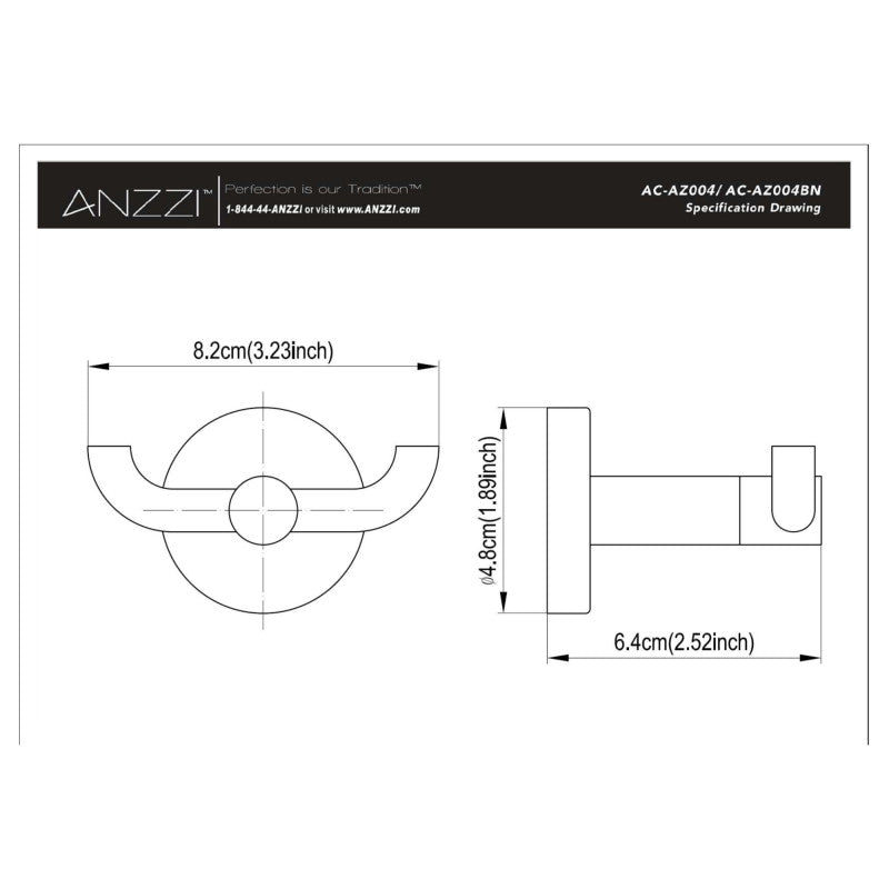 ANZZI Caster Series Robe Hook in Polished Chrome AC-AZ004