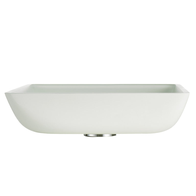 ANZZI Solstice Square Glass Vessel Bathroom Sink with White Finish LS-AZ912